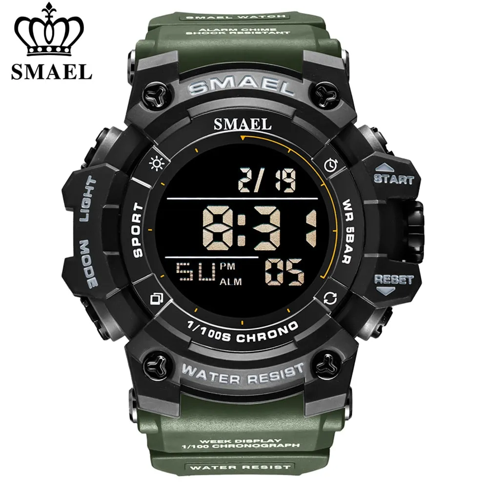 SMAEL Sport Digital Watches For Men WristWatch Military Electronic Watch Mens Waterproof Luminous LED Alarm Auto Date Clock Male