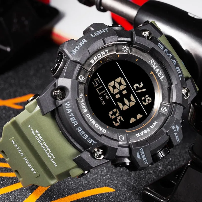 SMAEL Sport Digital Watches For Men WristWatch Military Electronic Watch Mens Waterproof Luminous LED Alarm Auto Date Clock Male