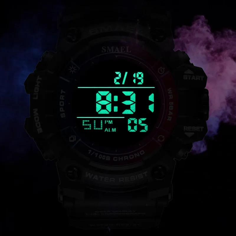 SMAEL Sport Digital Watches For Men WristWatch Military Electronic Watch Mens Waterproof Luminous LED Alarm Auto Date Clock Male