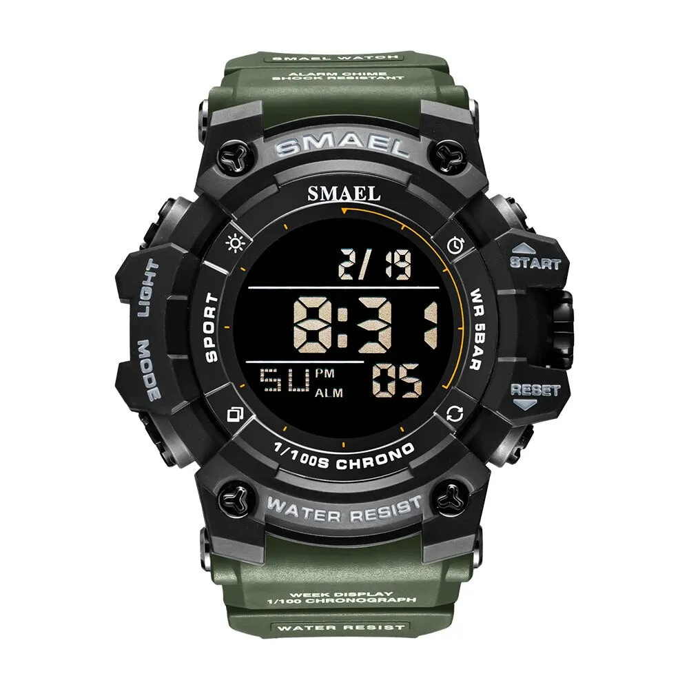 SMAEL Sport Digital Watches For Men WristWatch Military Electronic Watch Mens Waterproof Luminous LED Alarm Auto Date Clock Male