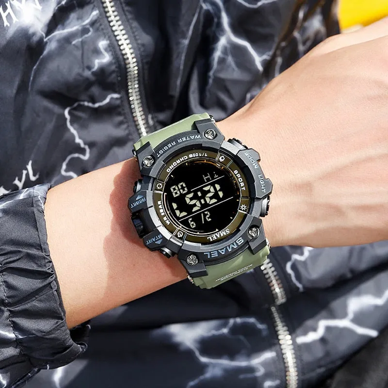 SMAEL Sport Digital Watches For Men WristWatch Military Electronic Watch Mens Waterproof Luminous LED Alarm Auto Date Clock Male