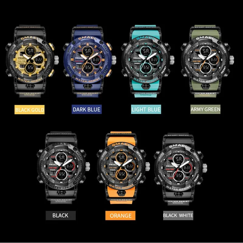 SMAEL Sport Watch Men Waterproof Wristwatch Alarm 8038 Men&#39;s Clock Digital Military Army Quartz Watches Male Relogio Masculino