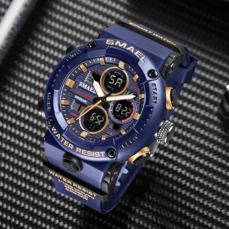 SMAEL Sport Watch Men Waterproof Wristwatch Alarm 8038 Men&#39;s Clock Digital Military Army Quartz Watches Male Relogio Masculino