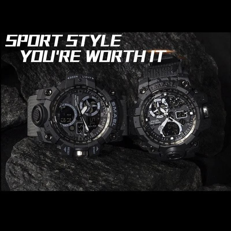 SMAEL Sport Watches Waterproof  Top Brand Luxury Sports Watch Alarm Clock For Male Digital Men's Watch Military Army Wristwatch
