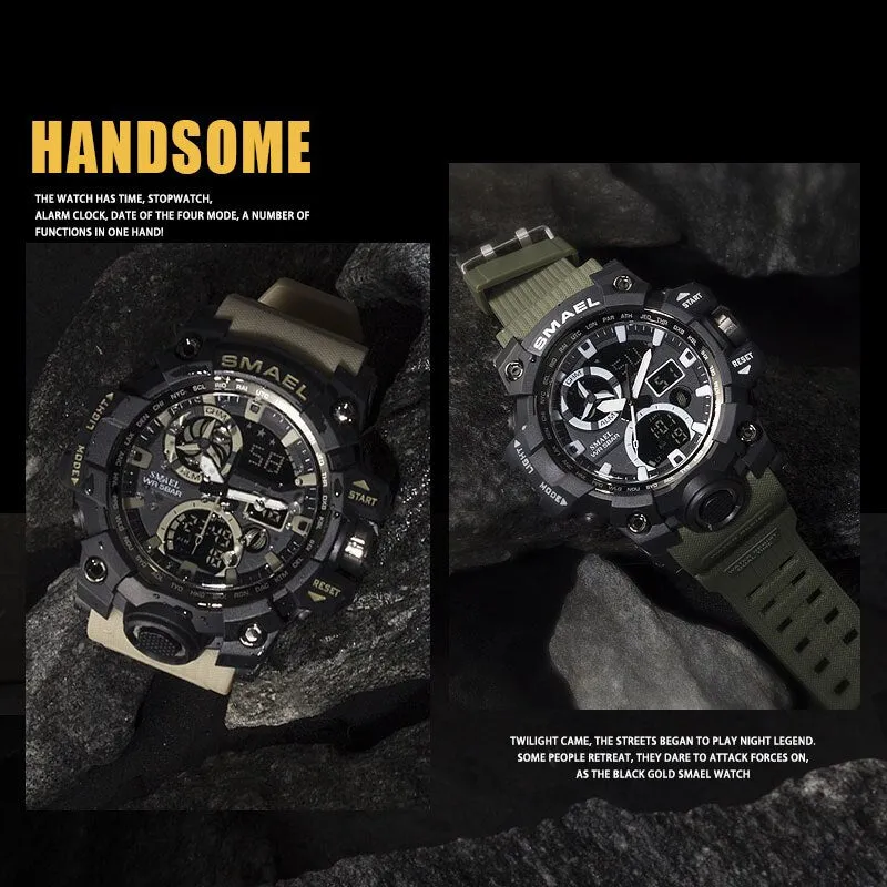 SMAEL Sport Watches Waterproof  Top Brand Luxury Sports Watch Alarm Clock For Male Digital Men's Watch Military Army Wristwatch