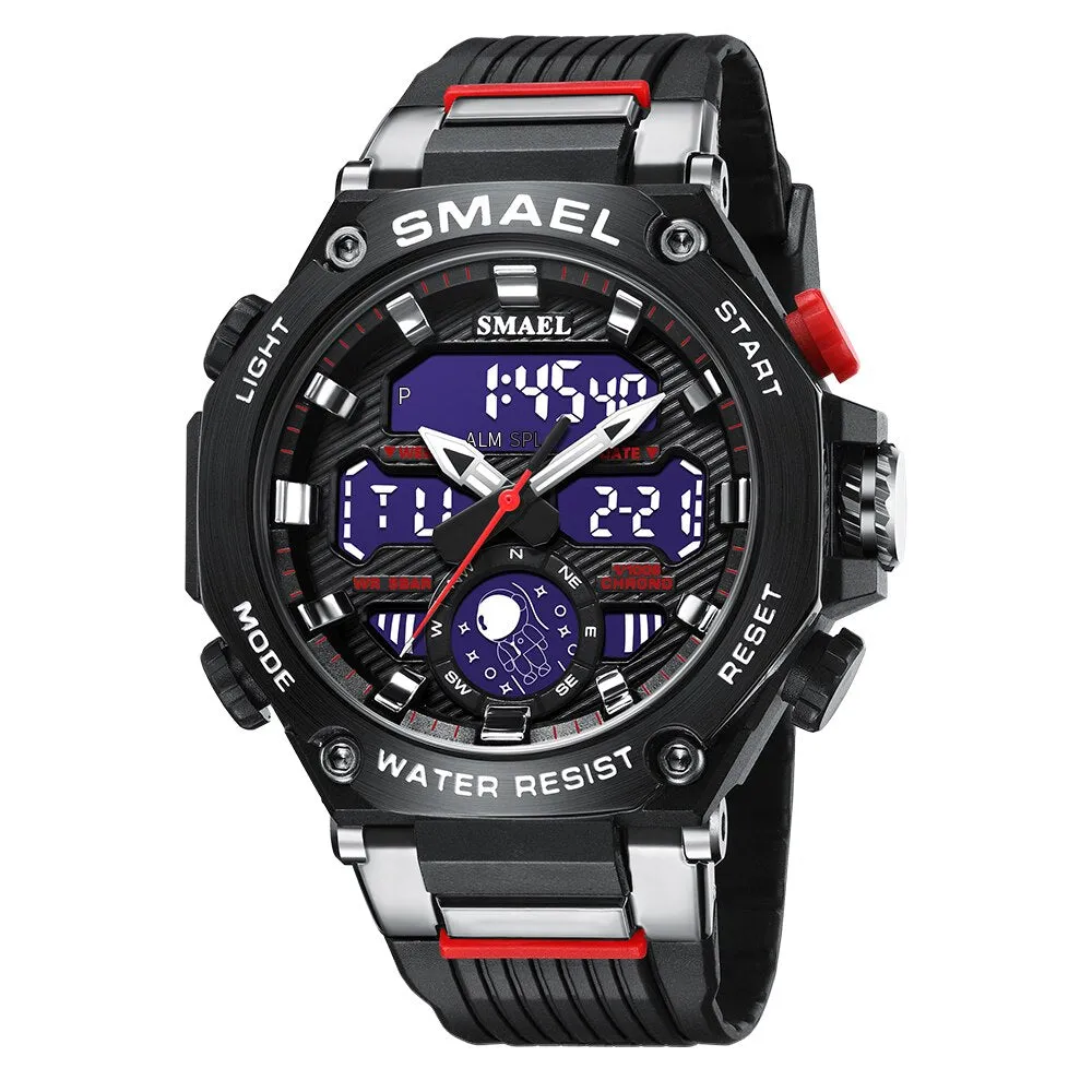 SMAEL Sports Men&#39;s Watches Military Quartz Watch For Man Waterproof Wristwatch Alarm Shock Week Dual Display Digital Clock 8069