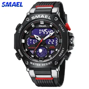 SMAEL Sports Men&#39;s Watches Military Quartz Watch For Man Waterproof Wristwatch Alarm Shock Week Dual Display Digital Clock 8069