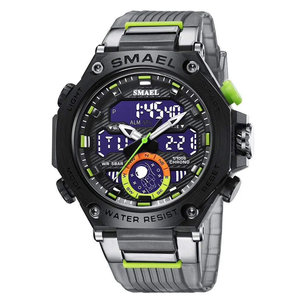 SMAEL Sports Men&#39;s Watches Military Quartz Watch For Man Waterproof Wristwatch Alarm Shock Week Dual Display Digital Clock 8069