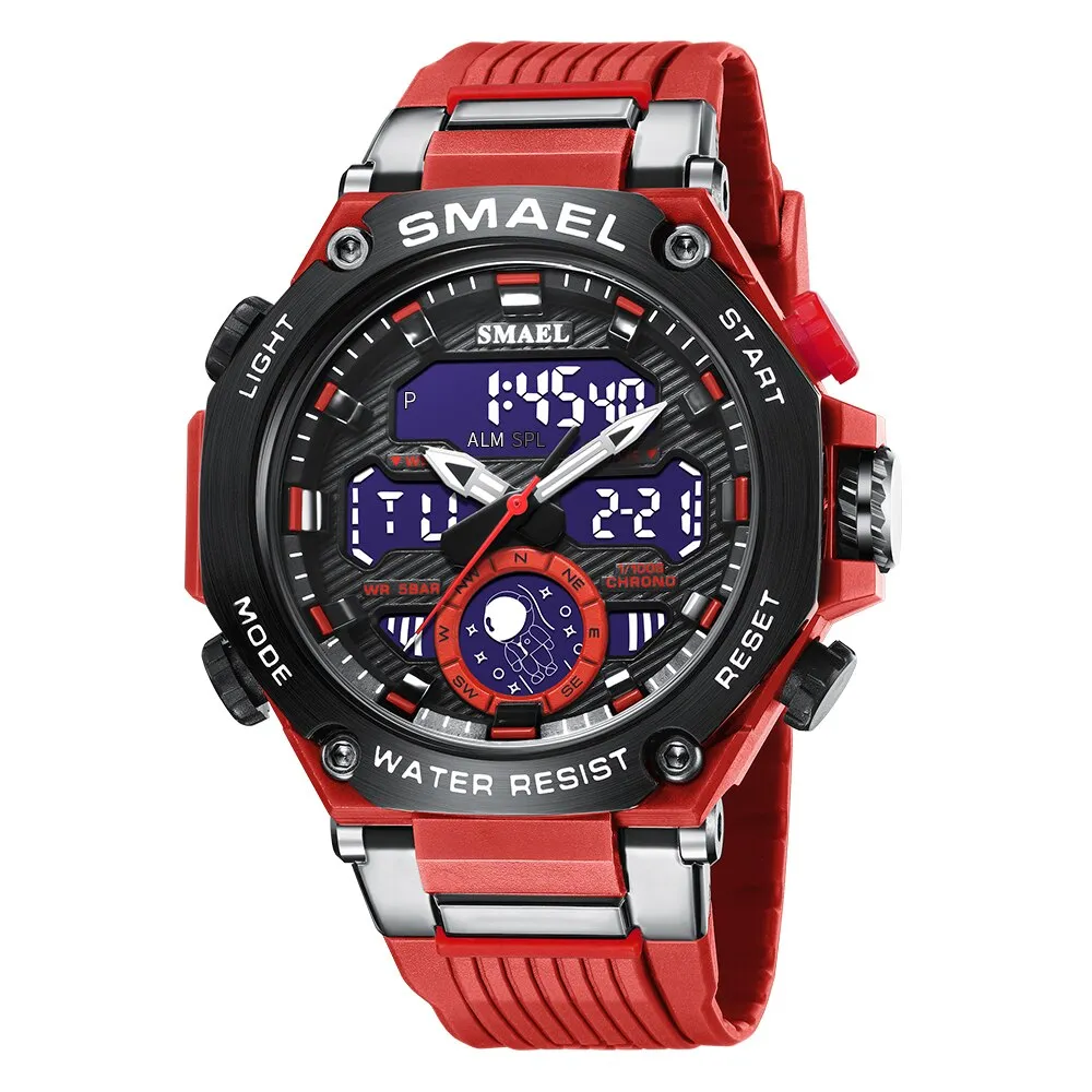 SMAEL Sports Men&#39;s Watches Military Quartz Watch For Man Waterproof Wristwatch Alarm Shock Week Dual Display Digital Clock 8069