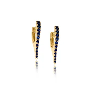 Small Blue Sapphire Stiletto Huggies