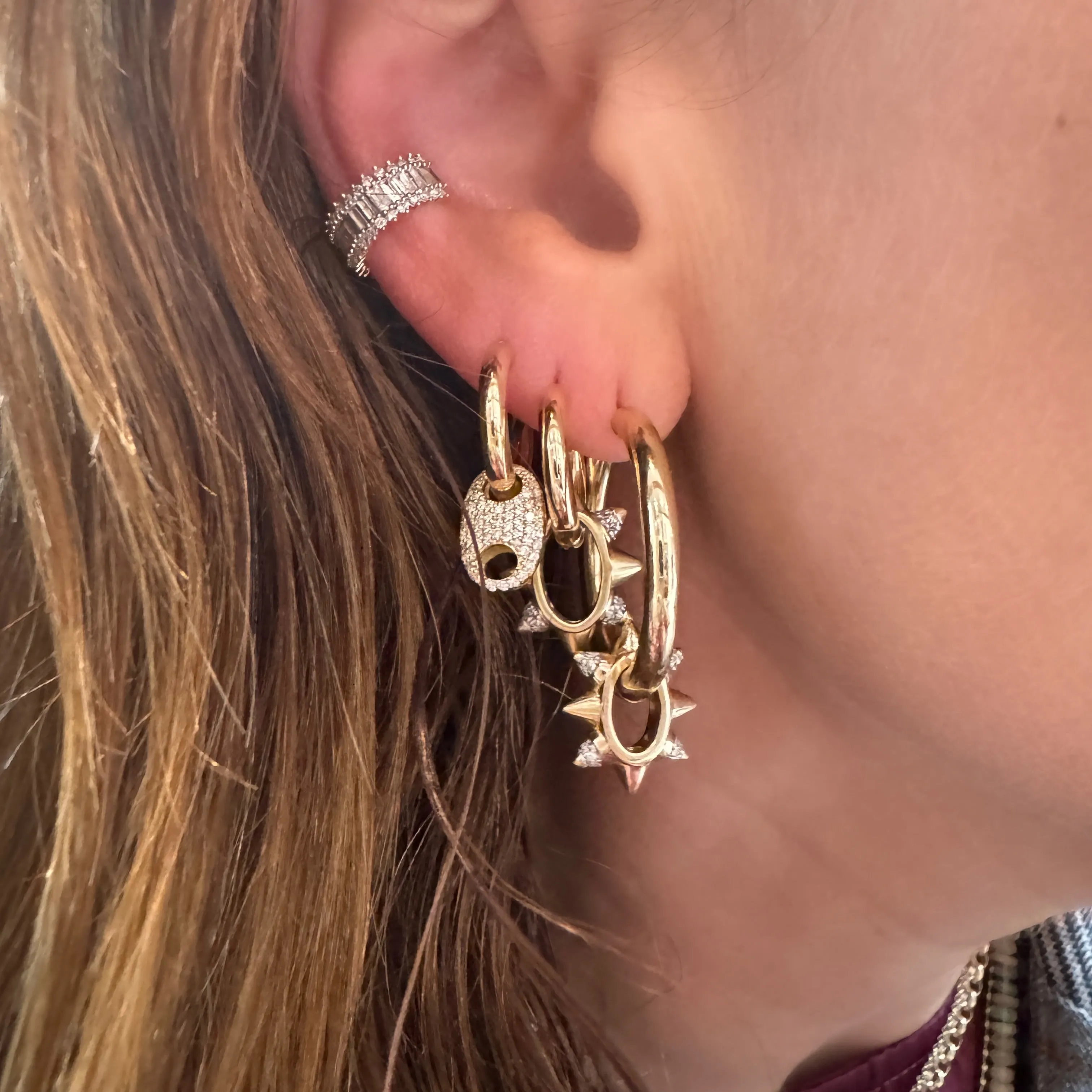 Small Sleek and Spiky Bead Party Hoops