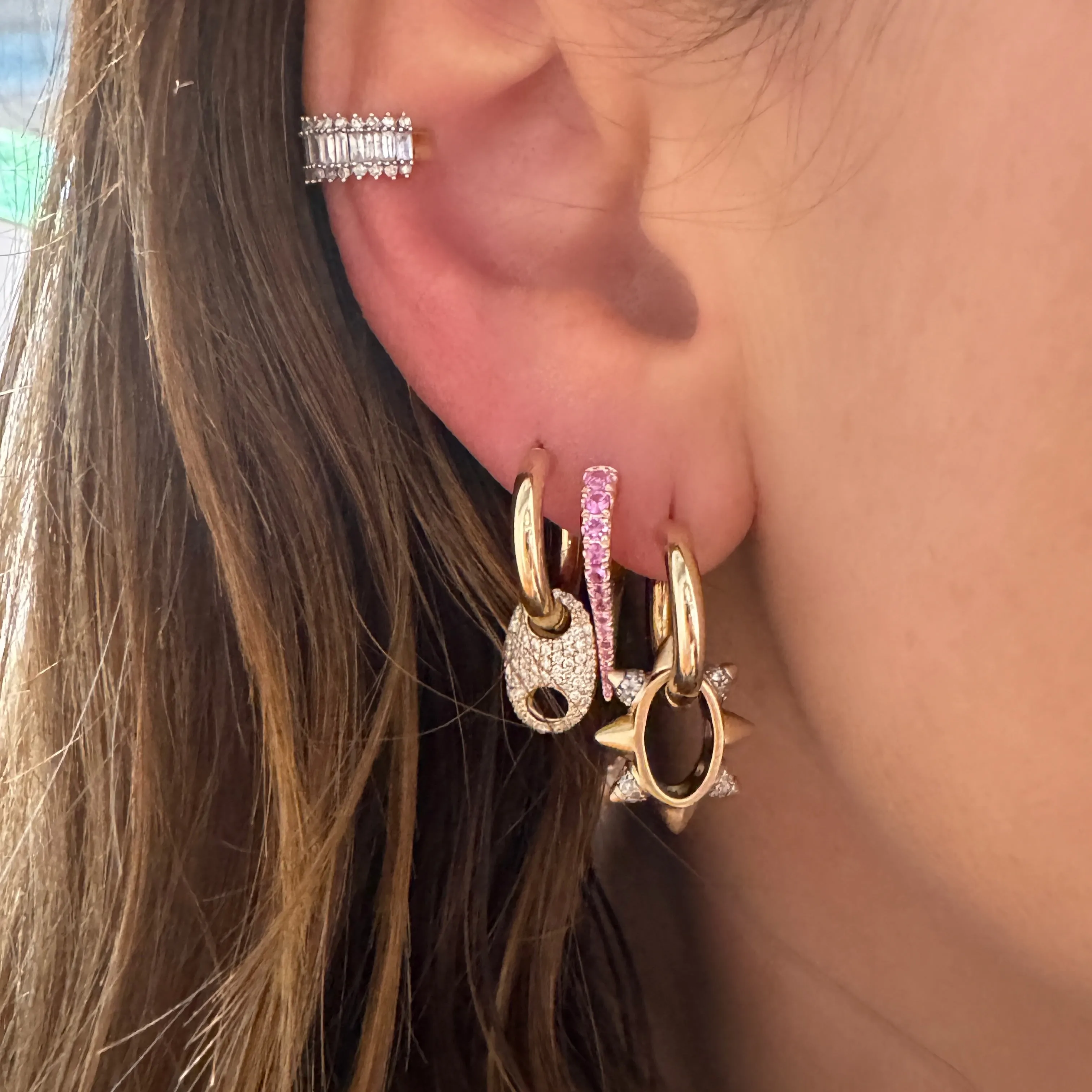 Small Sleek and Spiky Bead Party Hoops