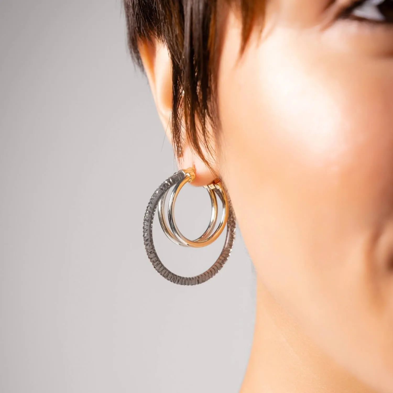 Smoky Lucite Layered Hoop Earrings