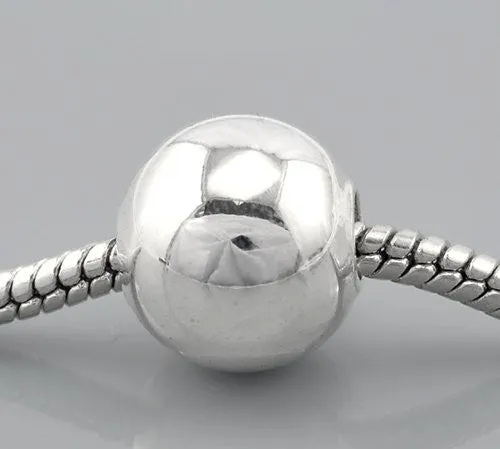 Smooth Ball Bead European Bead Compatible for Most European Snake Chain Charm Bracelet