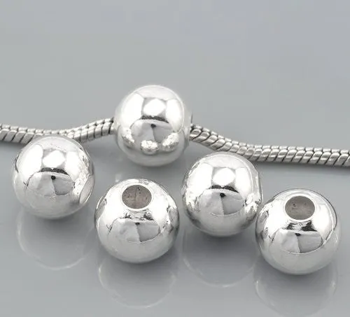 Smooth Ball Bead European Bead Compatible for Most European Snake Chain Charm Bracelet