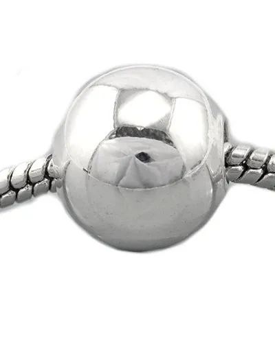 Smooth Ball Bead European Bead Compatible for Most European Snake Chain Charm Bracelet