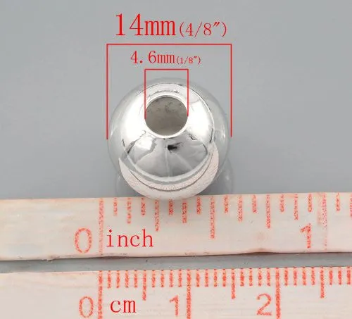 Smooth Ball Bead European Bead Compatible for Most European Snake Chain Charm Bracelet