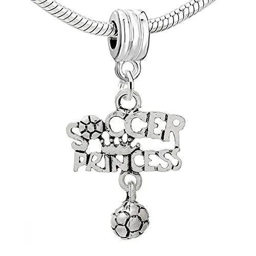 Soccer Princess Bead Compatible for Most European Snake Chain Bracelet