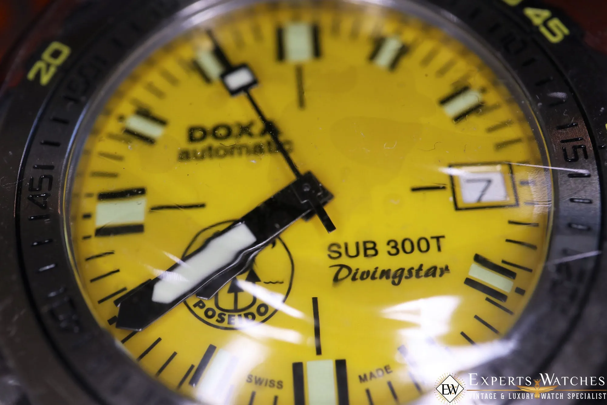 Sold!!! New Limited Edition Doxa Sub 300T Poseidon Divingstar Yellow Dial Full Set Belt