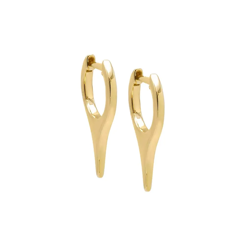 Solid Elongated Spike Huggie Earring 14K