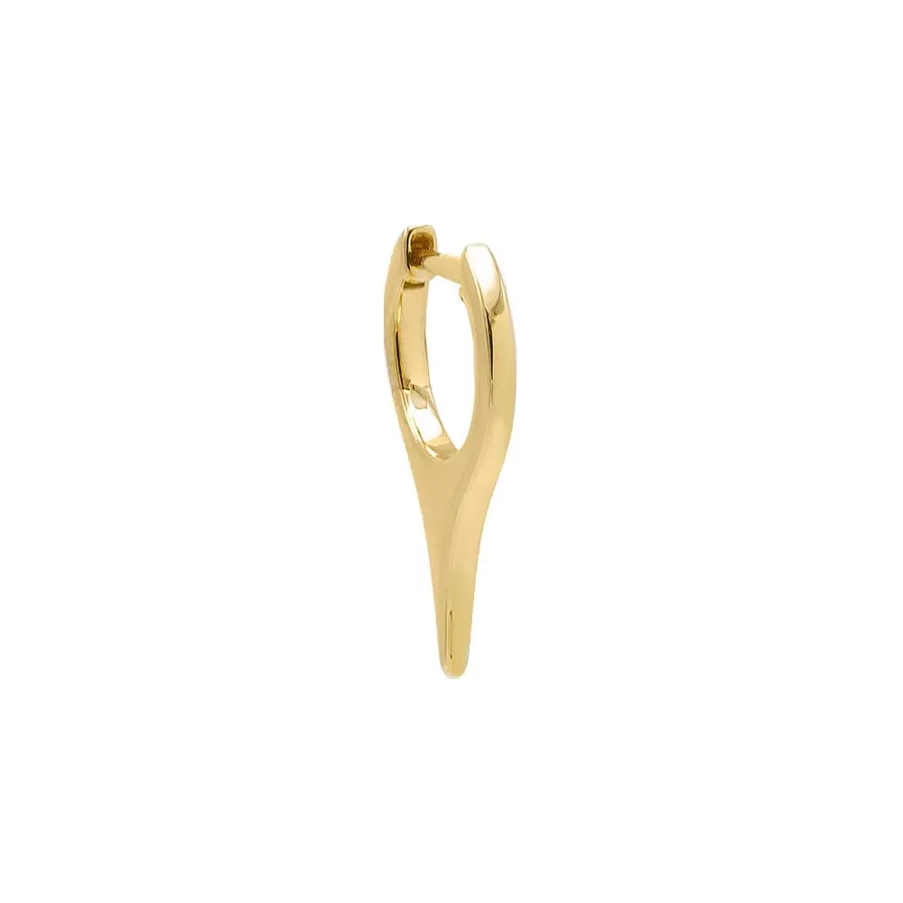 Solid Elongated Spike Huggie Earring 14K