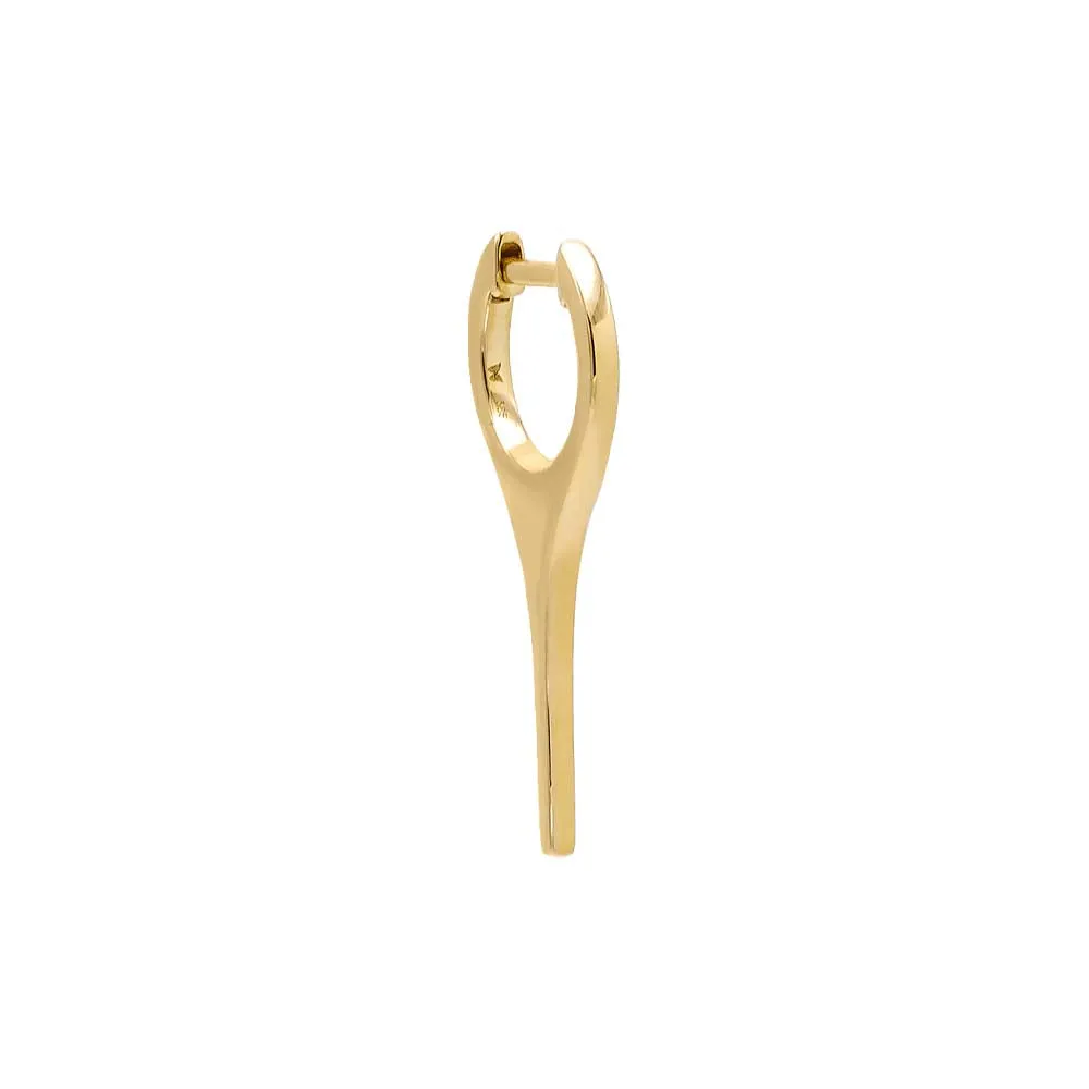Solid Elongated Spike Huggie Earring 14K