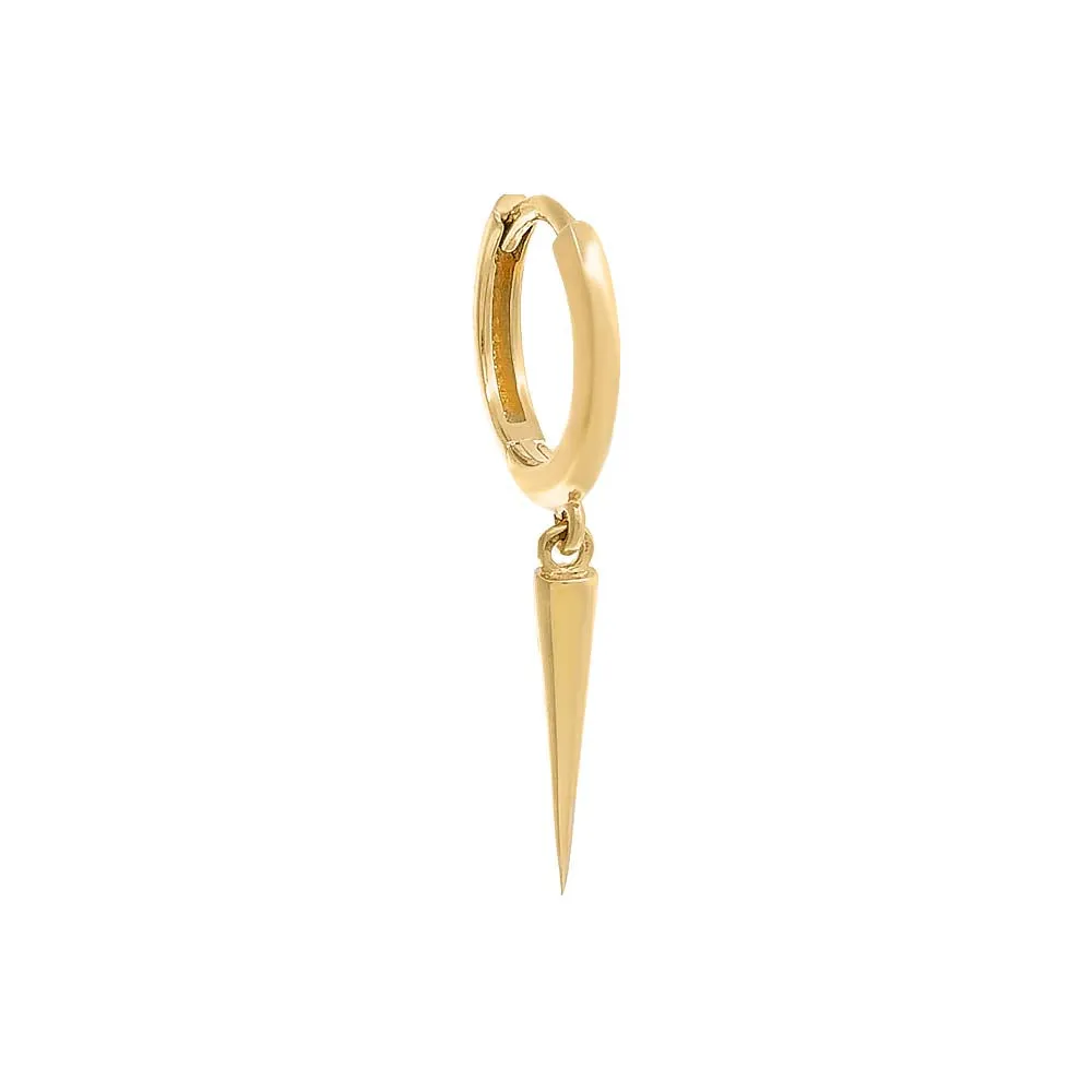 Solid Spike Drop Huggie Earring 14K