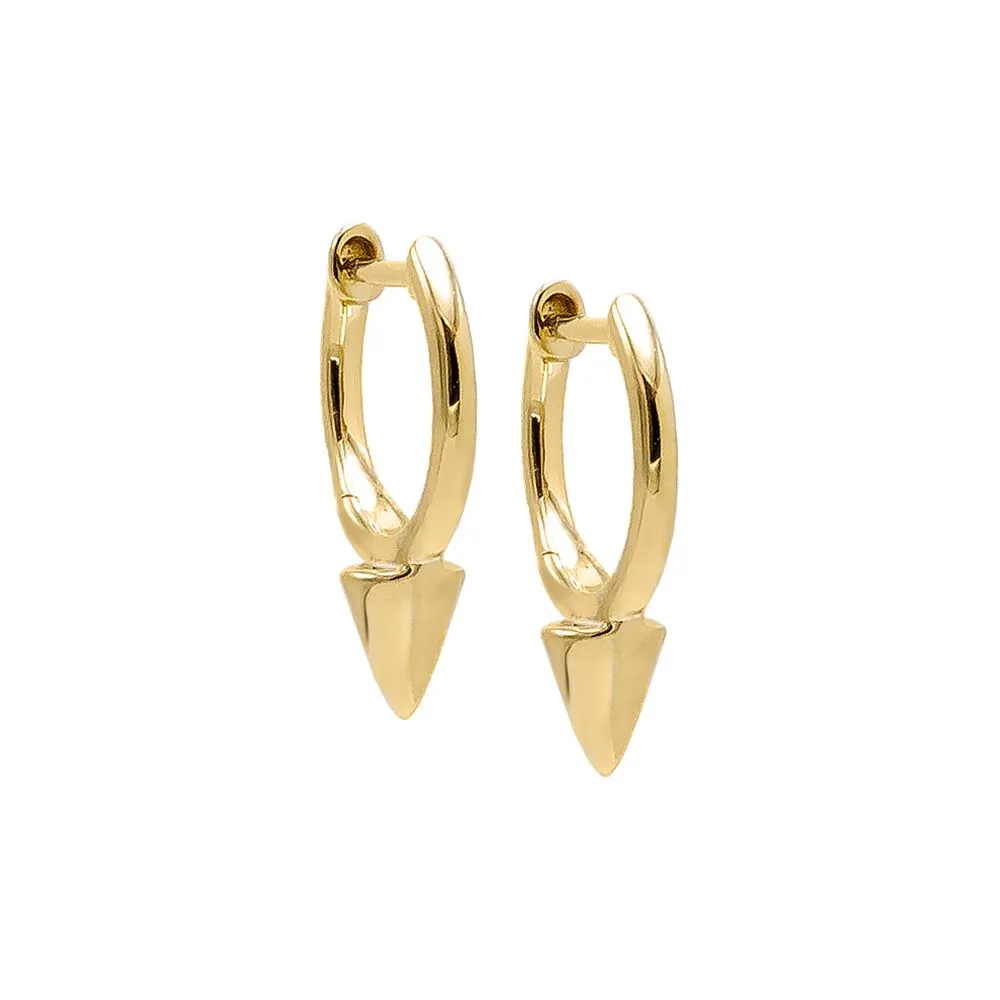 Solid Spike Huggie Earring 14K
