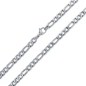 Solid Strong Shiny Men's Figaro Chain Necklace Set Black IP Silver Gold Plated Steel