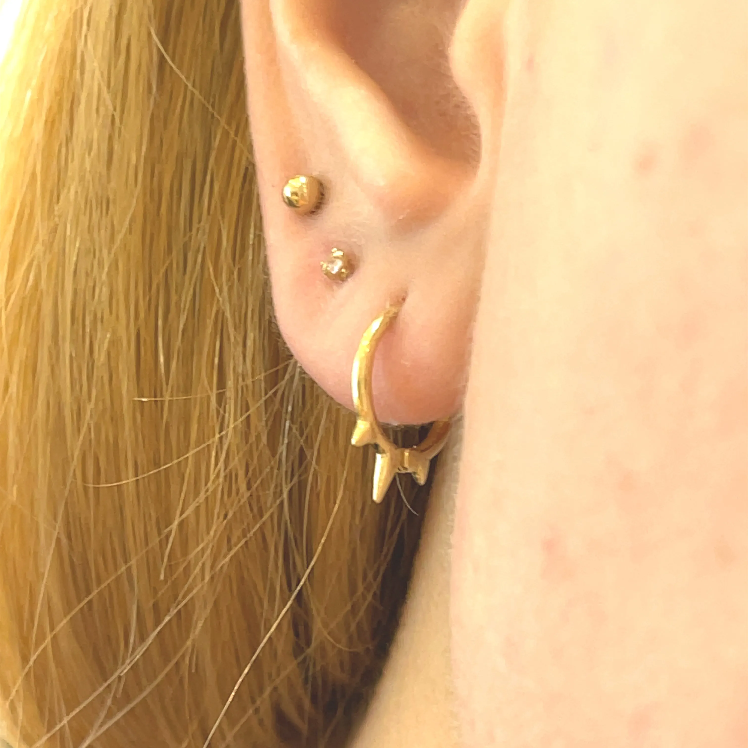 Solid Tripple Spike Earrings - 63363