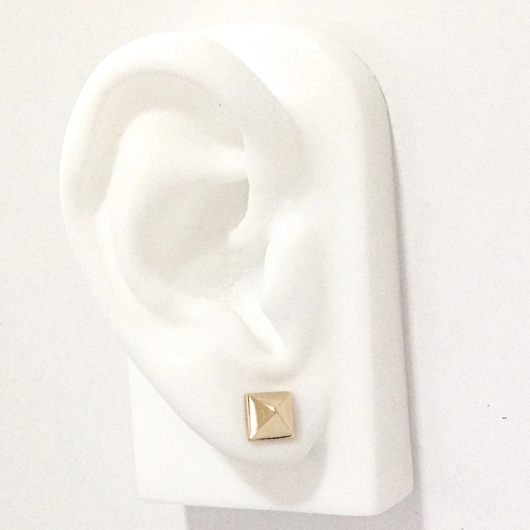 Spike Collection: 14K Gold Pavé Diamond Pyramid Spike Stud Earrings, Large Size