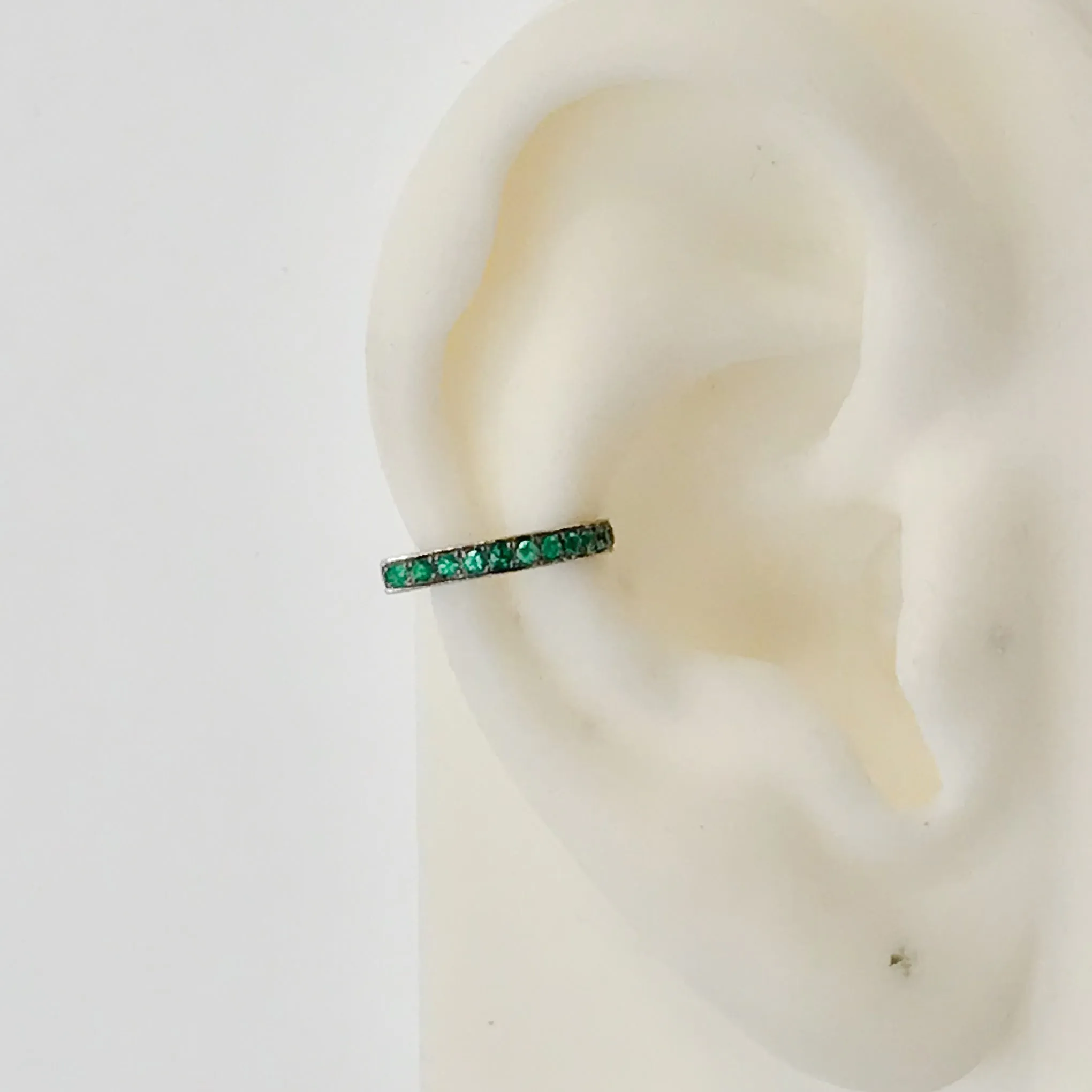 Spike Collection: 14K Gold Pavé Emerald Spike Point Ear Cuff