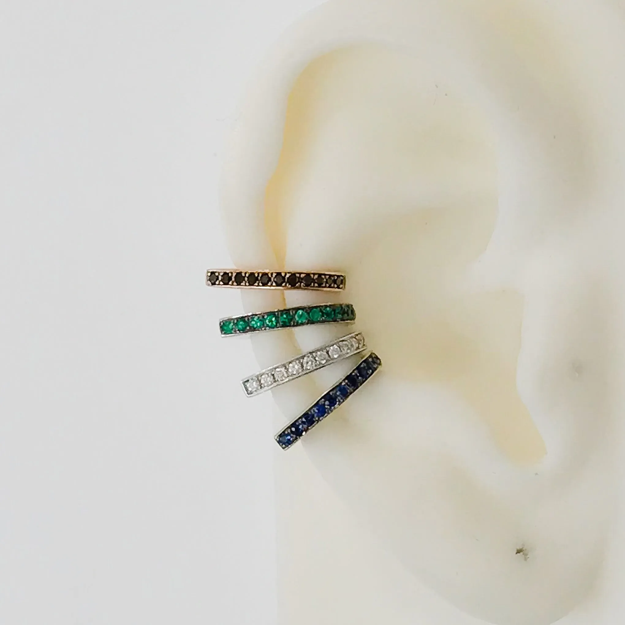 Spike Collection: 14K Gold Pavé Emerald Spike Point Ear Cuff