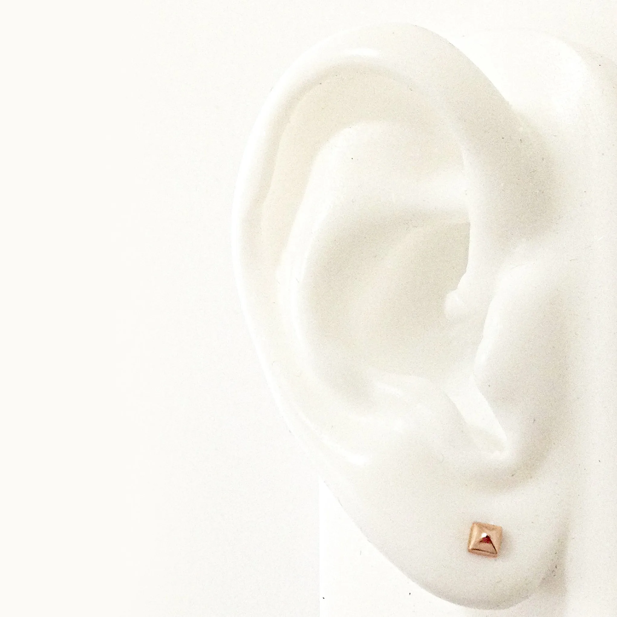 Spike Collection: 14K Gold Pyramid Spike Stud Earrings, XS Size