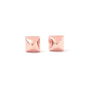 Spike Collection: 14K Gold Pyramid Spike Stud Earrings, XS Size