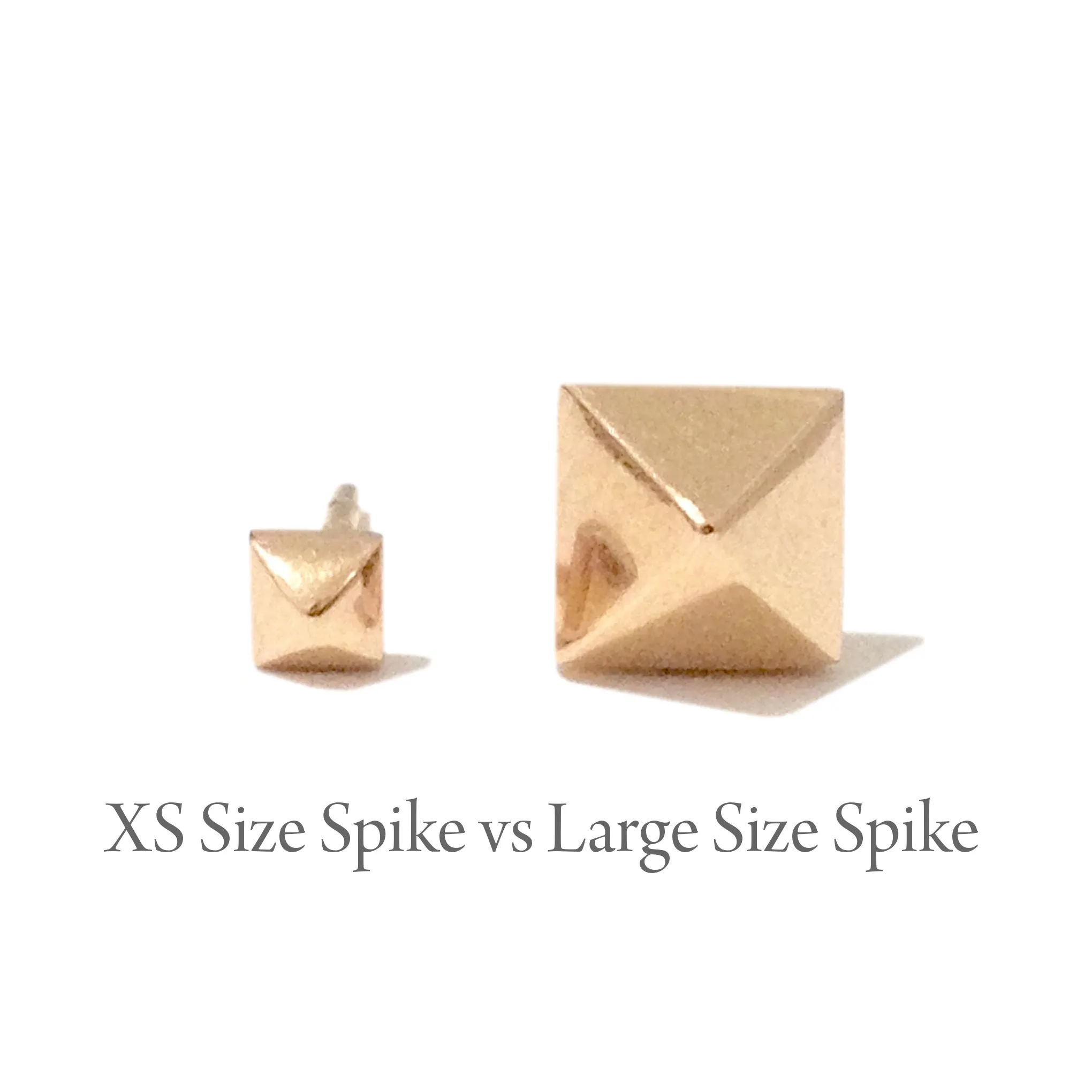 Spike Collection: 14K Gold Pyramid Spike Stud Earrings, XS Size