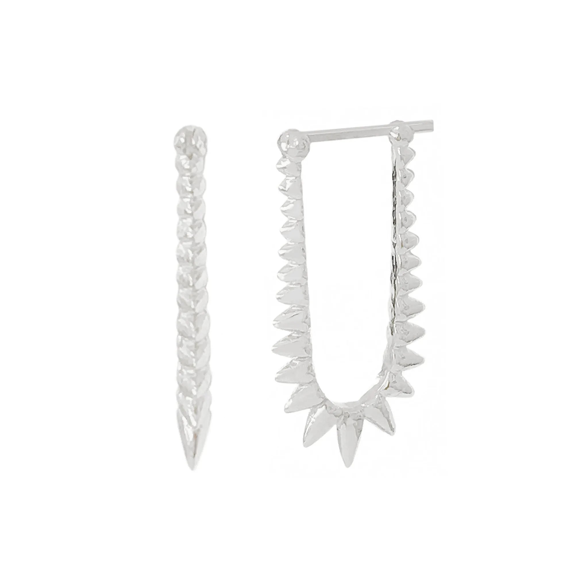 Spike Collection: 14K Gold Spike Huggie Hoop Earrings, Large Size