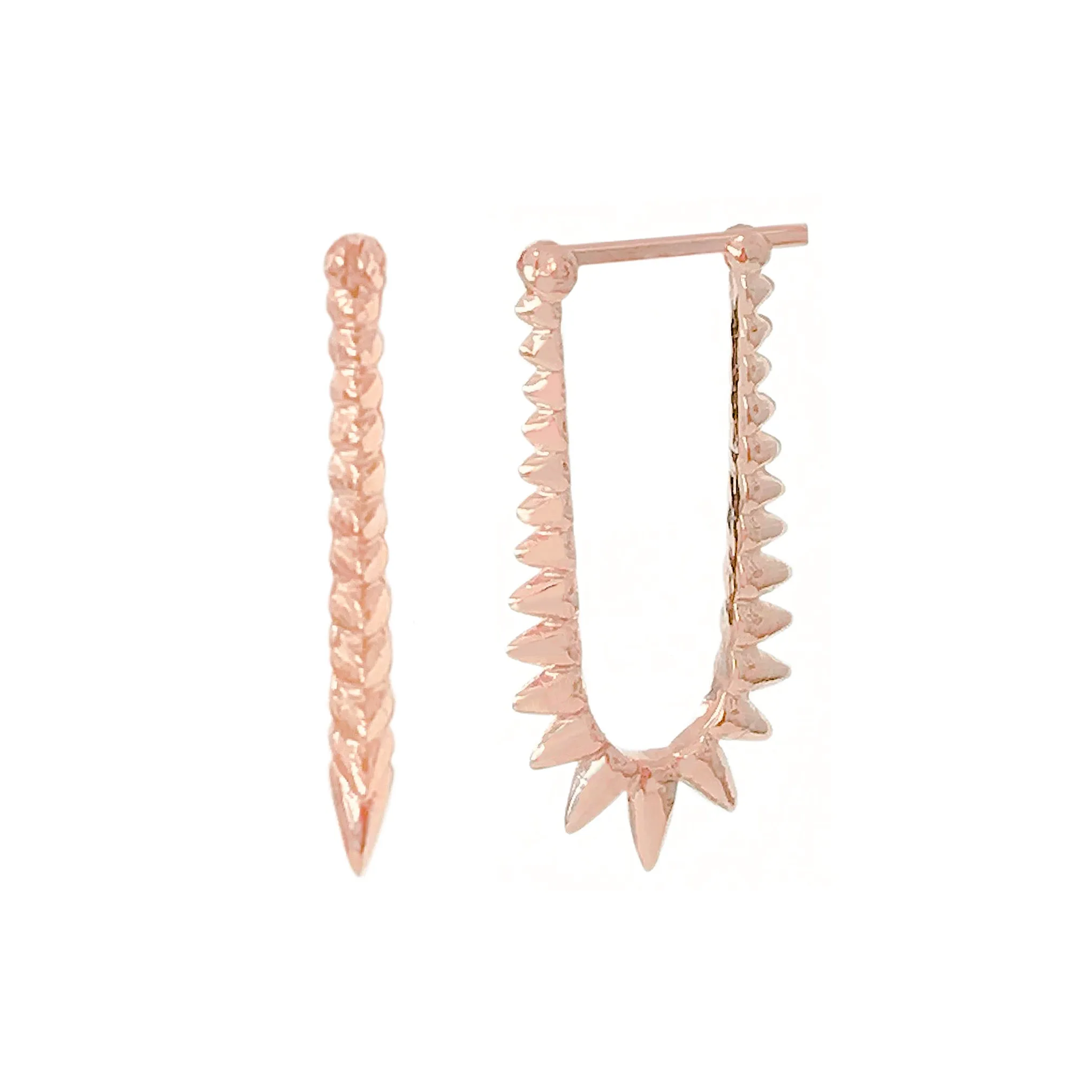 Spike Collection: 14K Gold Spike Huggie Hoop Earrings, Large Size