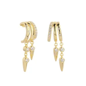 Spike Triple Hoop Earrings