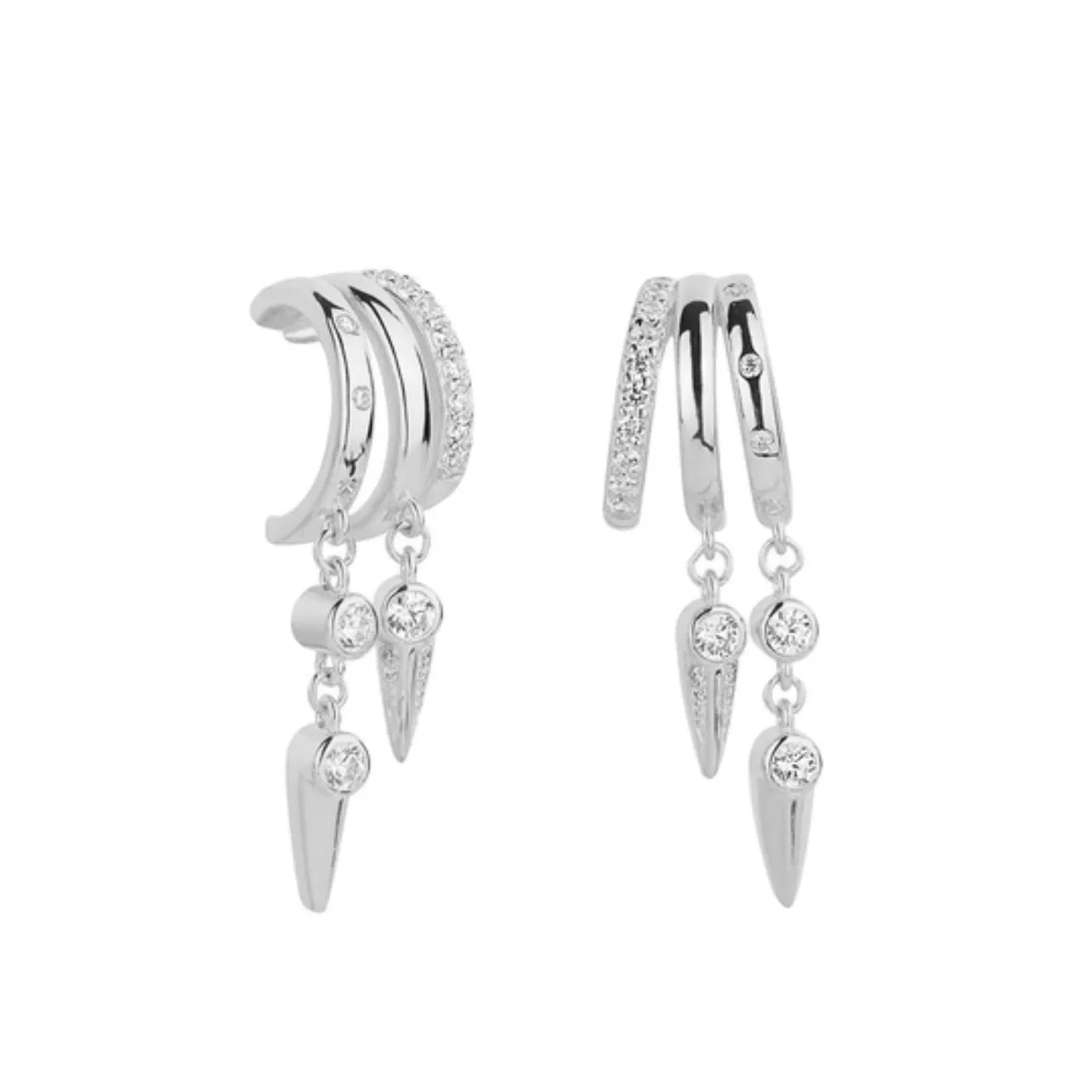 Spike Triple Hoop Earrings