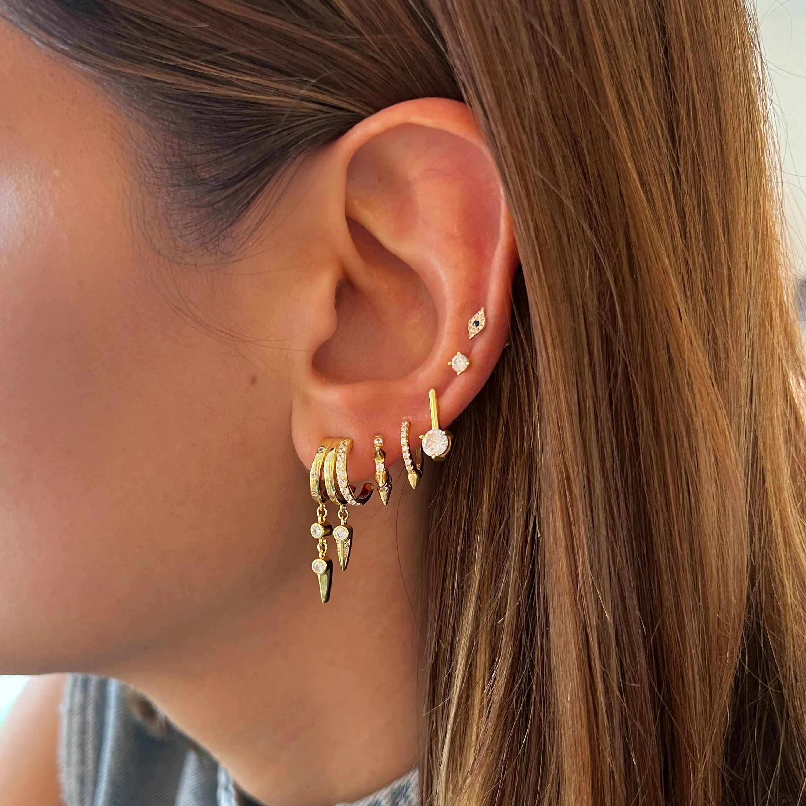 Spike Triple Hoop Earrings