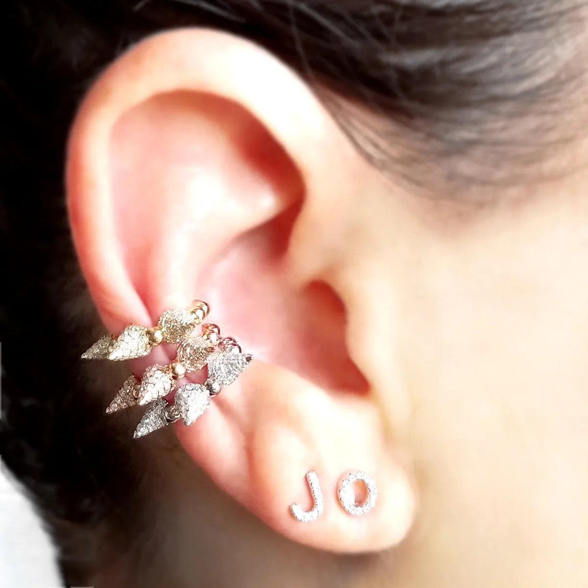 Spiked Diamond & Gold Ear Cuff