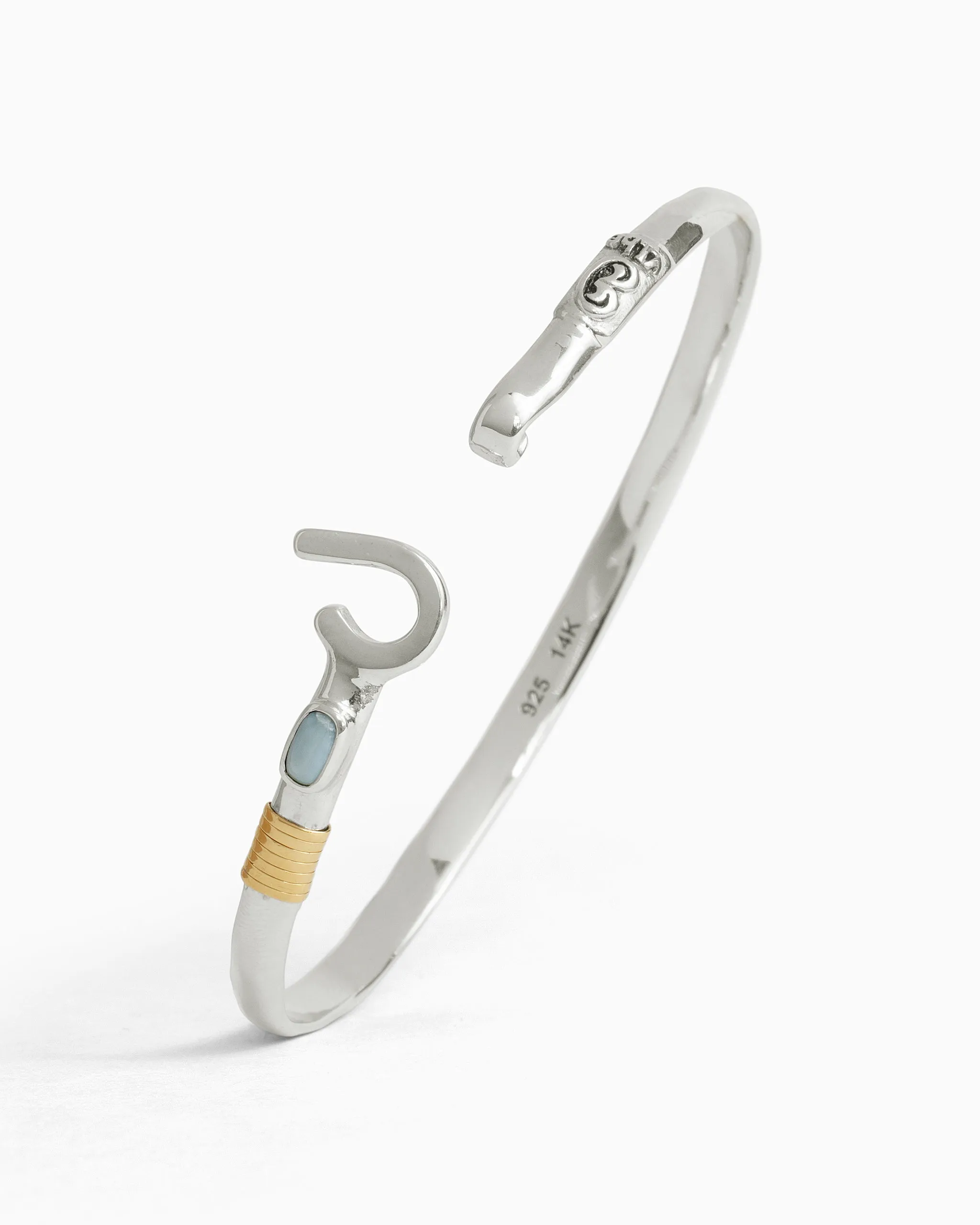 St. John Hook Bracelet with Stone, 4mm - Larimar