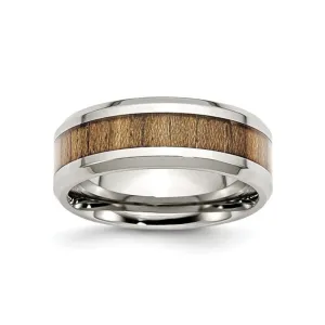 Stainless Steel (8mm) Koa Wood Inlay Enameled Band