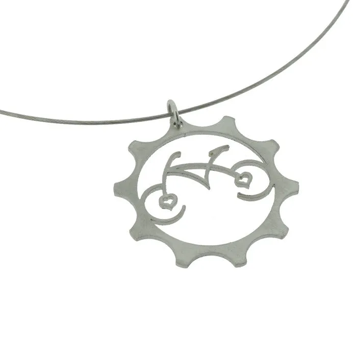 Stainless Steel Heart Bicycle Necklace
