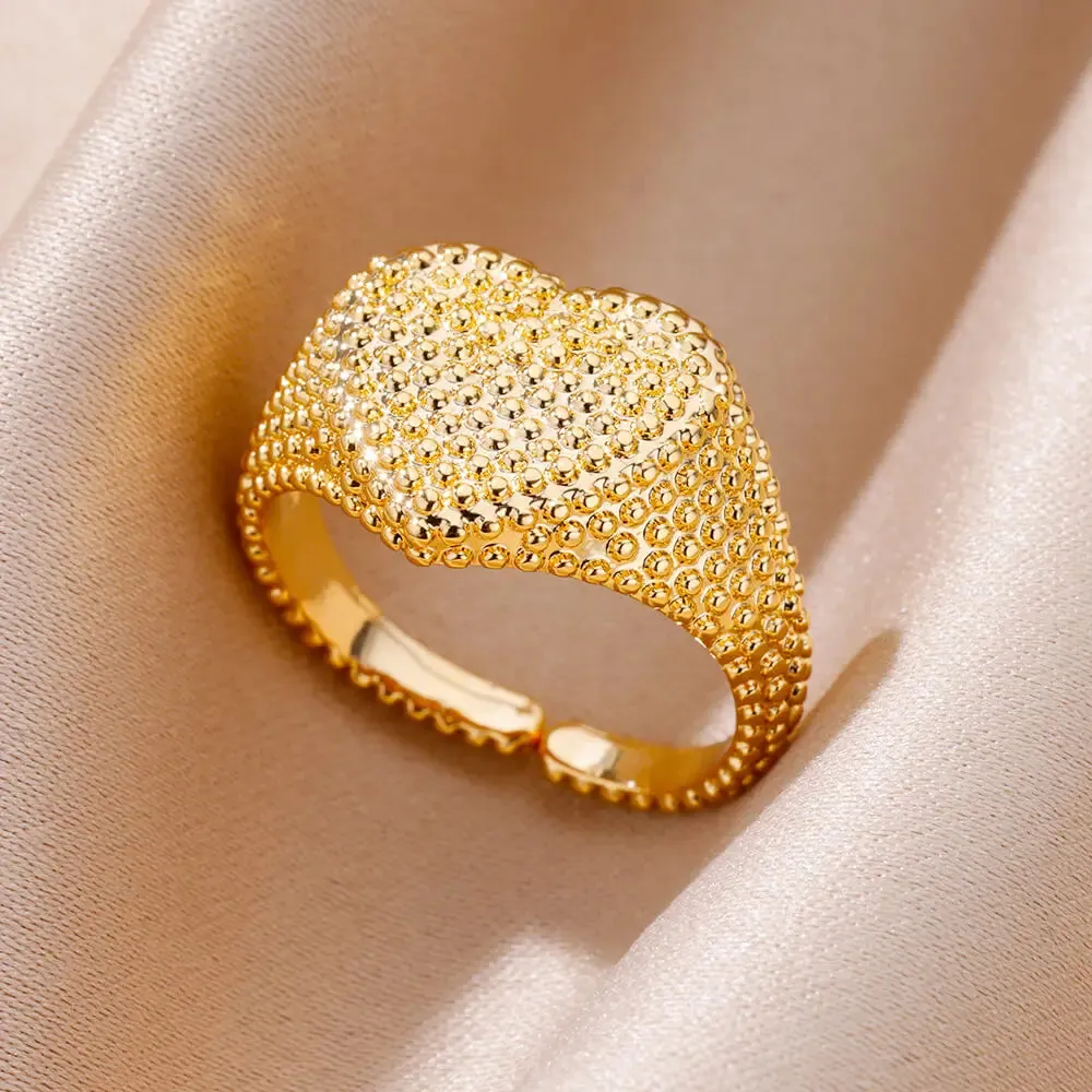Stainless Steel Rings For Women Men Gold Color Open Gothic Geometric Ring Female Male Fashion Engagement Wedding Party Jewelry