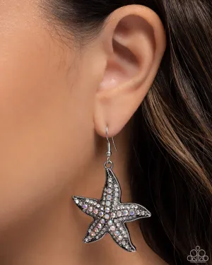 Starfish Spectacle - White - and Iridescent Rhinestone Paparazzi Fishhook Earrings