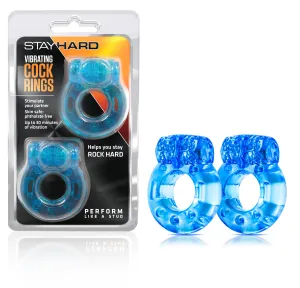 Stay Hard Vibrating Cock Rings - 2 Pack - Blue