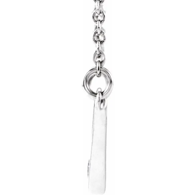 Sterling Silver .03 CTW Diamond Solitaire "V" 18" Necklace