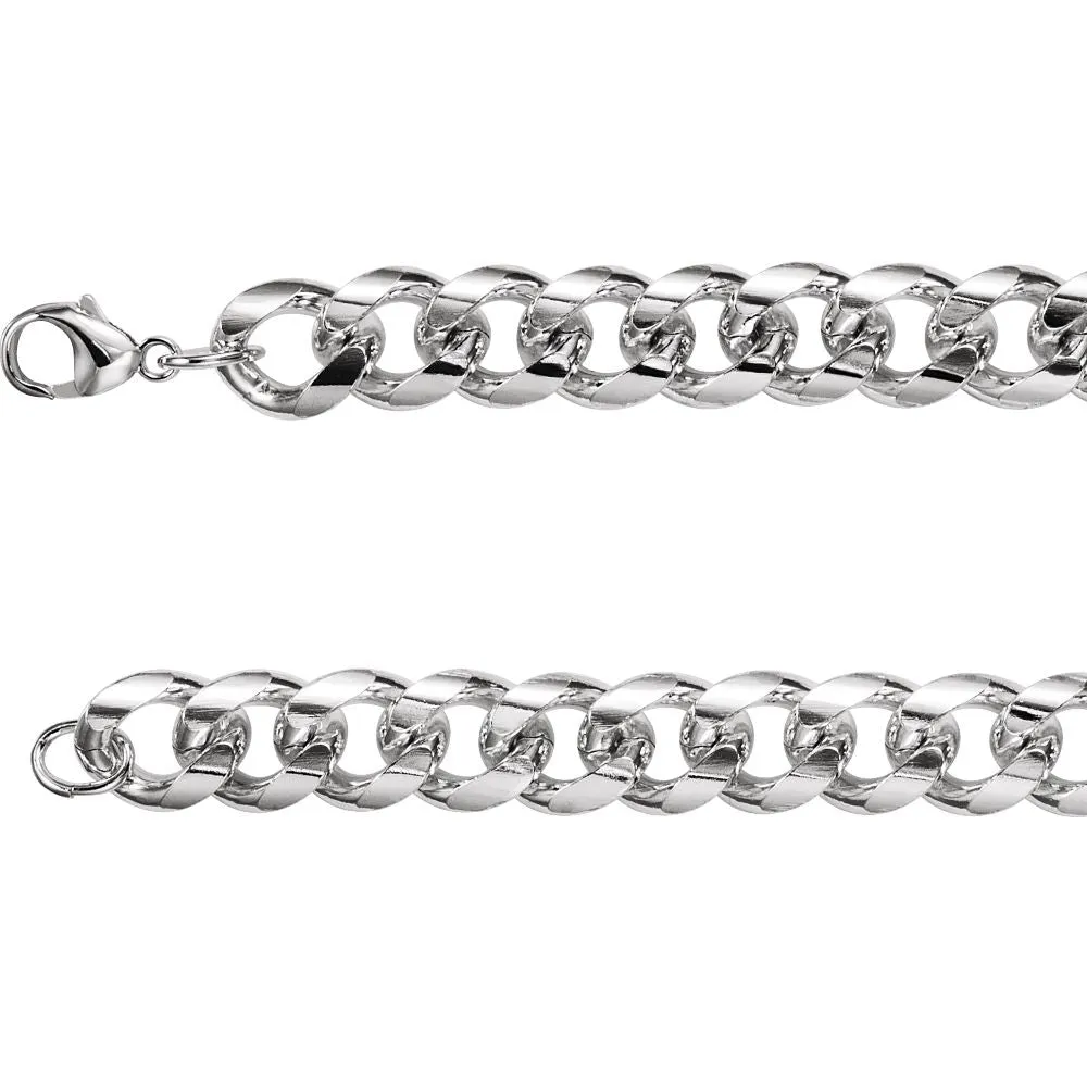 Sterling Silver 12.3mm Curb 9" Chain
